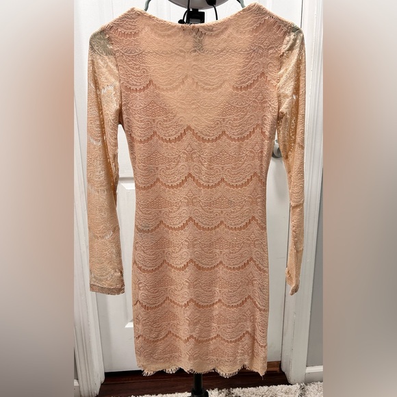 Lace Long Sleeve Dress in Peach - Picture 3 of 3